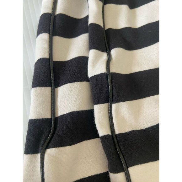 Tommy Hilfiger Shirt‎ Women’s Large Black White Stripe Nautical Zip Leather Trim - Picture 9 of 9